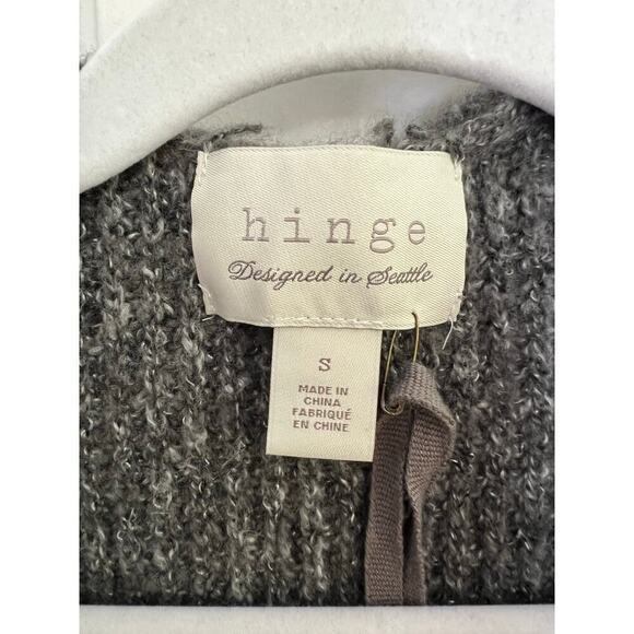 NEW Hinge Women's S Knit Blend Cardigan Gray Ruffle Long Line Sweater Casual - Picture 3 of 15